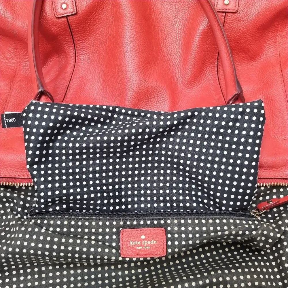 Kate Spade New York Red Pebbled Leather Double Handles Satchel Shoulder Bag
